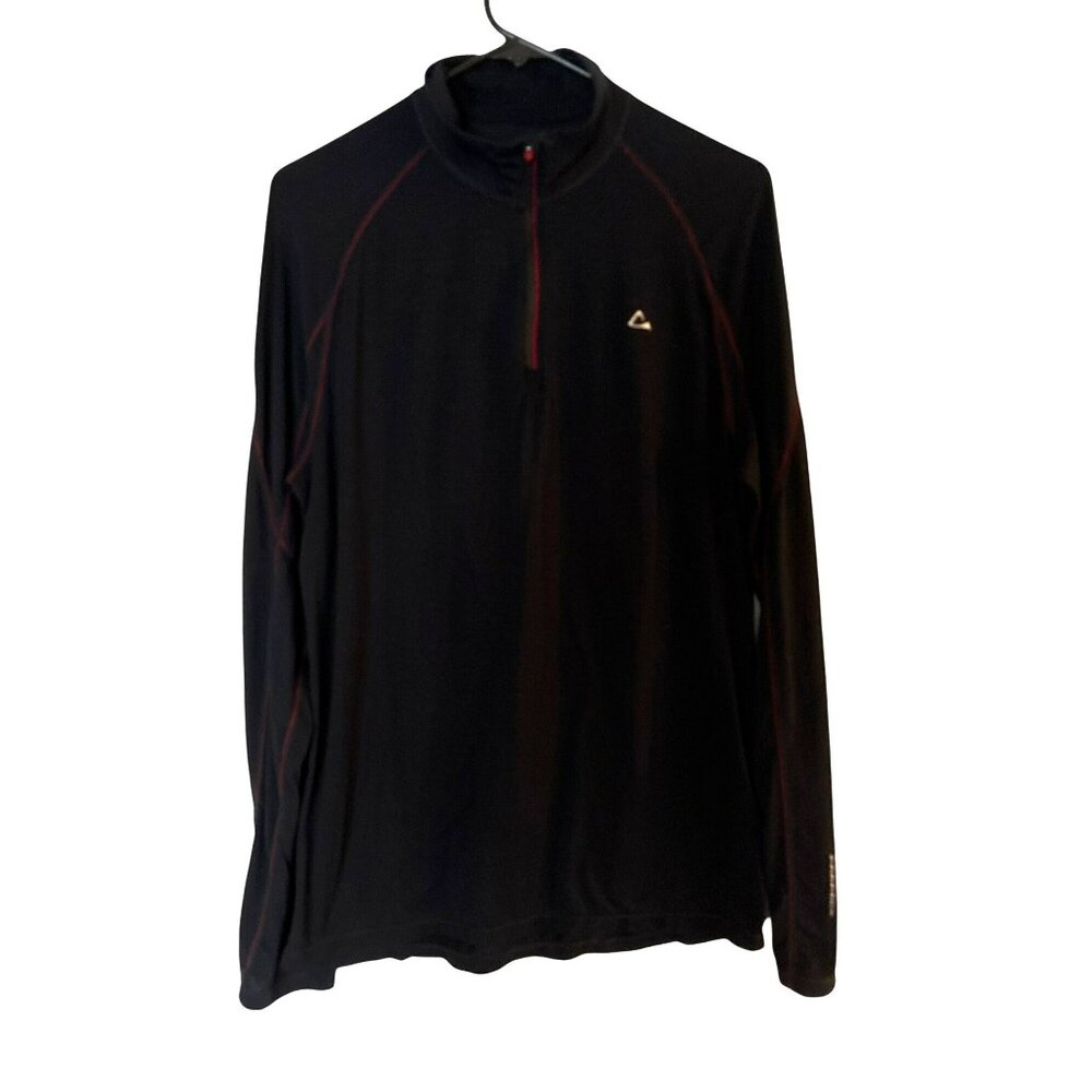 Paradox Men's Black/Red Merino Blend Long Sleeve 1/4 Zip Base Layer Pullover M